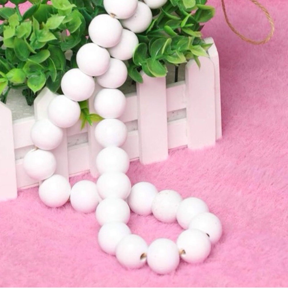 White Round Wooden Beads - Picture 4 of 9